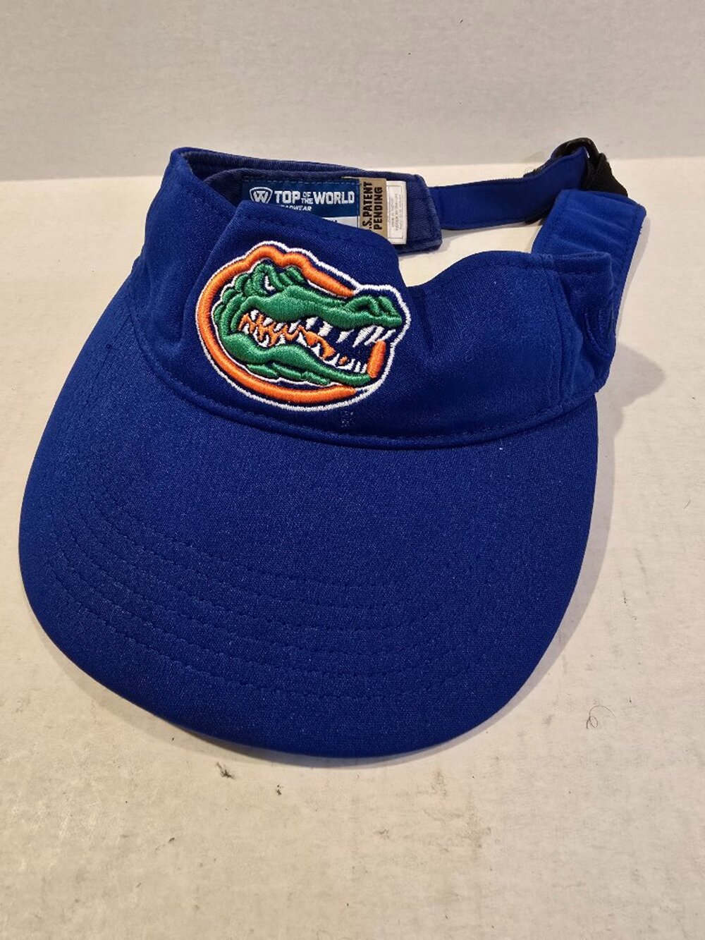 Visor Gator Blue Embroidered Logo 100% Cotton Adjustable Memory Fit